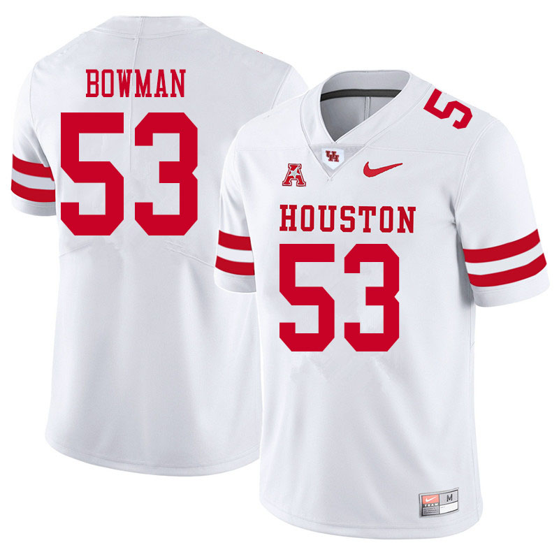 Men #53 Derek Bowman Houston Cougars College Football Jerseys Sale-White - Click Image to Close